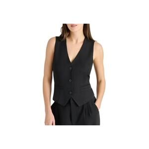 Steve Madden Black Tailored Vest Sleeveless Button Front NWT Size Small